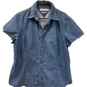 Womens size 14 Vintage Tommy Hilfiger Denim Short Sleeve Button Down Shirt